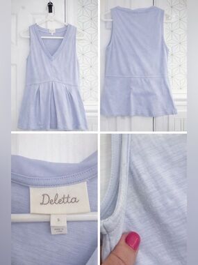 Deletta Anthropologie Lavender Peplum Tank Top Size S Flowy V-Neck